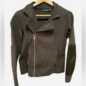 Lauren Ralph Lauren Charcoal Knit Moto Jacket